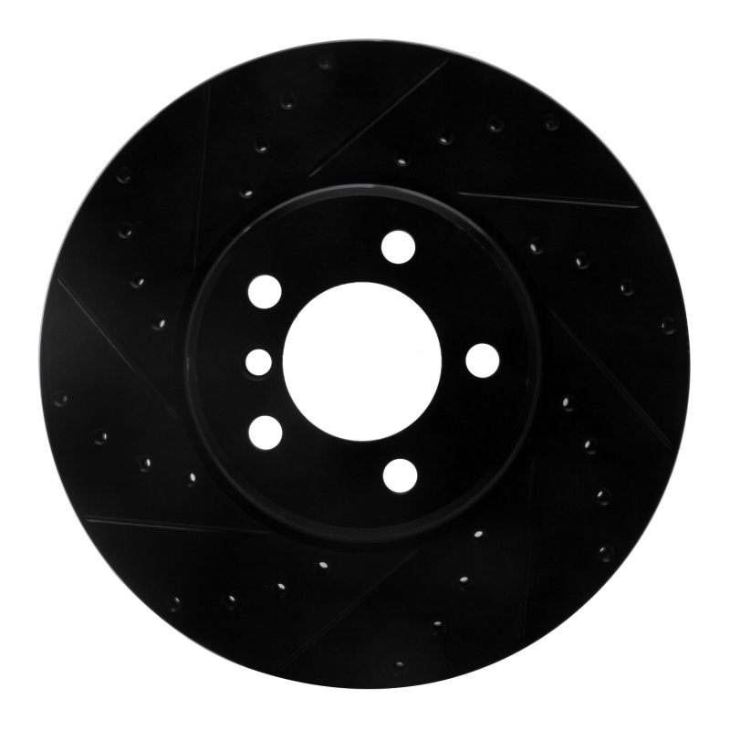 Land Rover Freelander Brake Rotor (1) - Front Left - R1 Concepts - Drilled & Slotted - Black - `02-`05